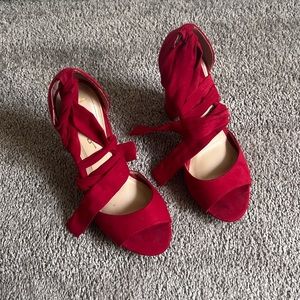 Lulus red lace up heels